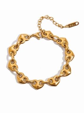 18K Gold Plated Heart Link Bracelet